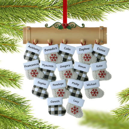 Family Stockings Personalized Ornament - 16 or 20 Family Members