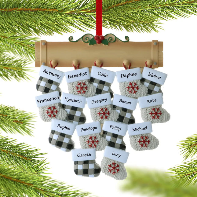 Family Stockings Personalized Ornament - 16 or 20 Family Members