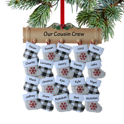 Family Stockings Personalized Ornament - 16 or 20 Family Members