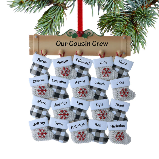 Family Stockings Personalized Ornament - 16 or 20 Family Members