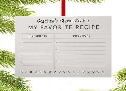 engraved personalized recipe card christmas ornament – Christmas ornament, holiday tree decoration or gift