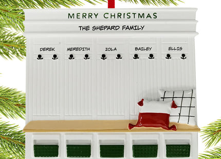 engraved personalized mudroom family of 5 christmas ornament – Christmas ornament, holiday tree decoration or gift