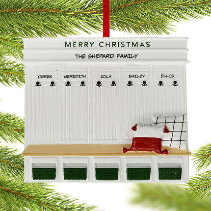 Mudroom Family Personalized Ornament - 2, 5, 6 Family Members