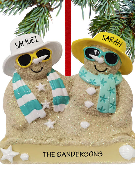 Sand Snowman Couple Ornament  by POLARX Ornament