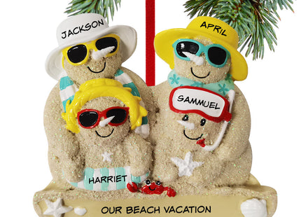 engraved personalized sand snowman couple christmas ornament – Christmas ornament, holiday tree decoration or gift