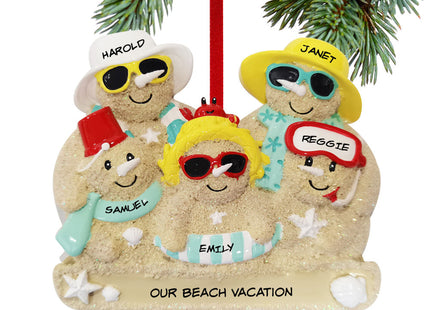 engraved personalized sand snowman family of 5 christmas ornament – Christmas ornament, holiday tree decoration or gift