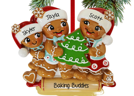 personalized personalized gingerbread family of 3 christmas ornament – Christmas ornament, holiday tree decoration or gift