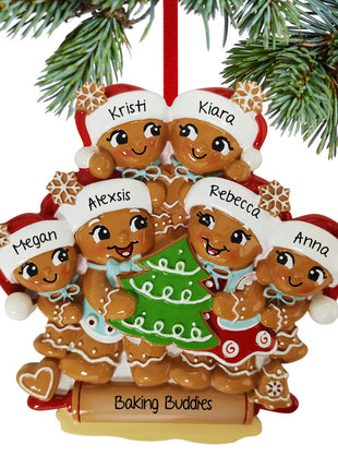 Gingerbread Family Of 6 Ornament  by POLARX Ornament