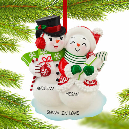 Classic Snowman Family Personalized Ornament - 2, 3, 4, 5, 6 Family Members