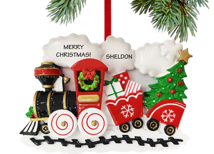engraved personalized christmas train christmas ornament – Christmas ornament, holiday tree decoration or gift