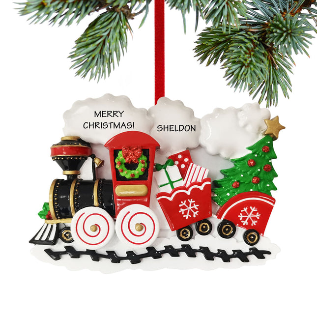 engraved personalized christmas train christmas ornament – Christmas ornament, holiday tree decoration or gift