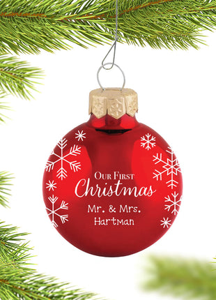 Custom Our First Christmas Ball Ornament  by POLARX Ornament
