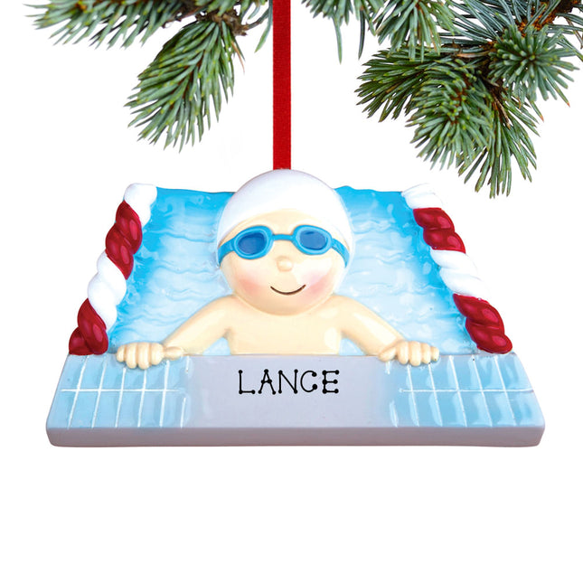 holiday personalized swimming boy christmas ornament – Christmas ornament, holiday tree decoration or gift