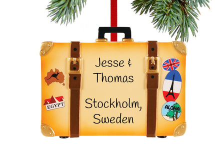 personalized personalized world travel trunk christmas ornament – Christmas ornament, holiday tree decoration or gift