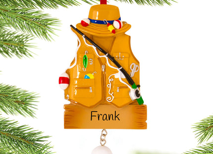 custom personalized fishing vest christmas ornament – Christmas ornament, holiday tree decoration or gift