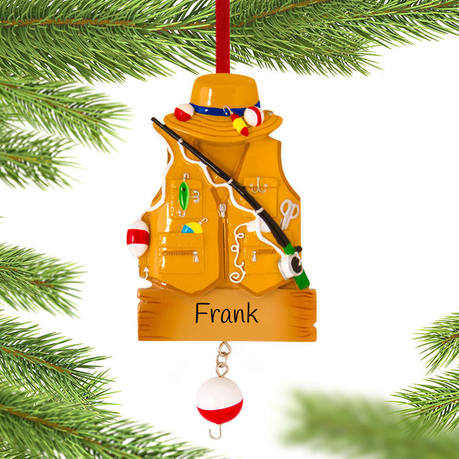 custom personalized fishing vest christmas ornament – Christmas ornament, holiday tree decoration or gift