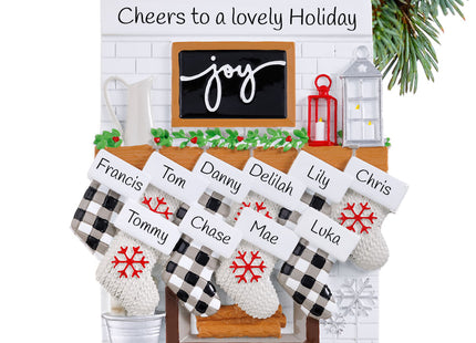 engraved personalized fireplace mantel family of 3 christmas ornament – Christmas ornament, holiday tree decoration or gift