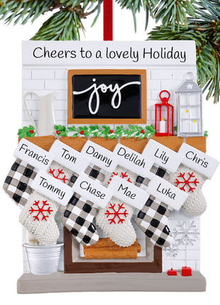 fireplace mantel family of 10 Ornament  by POLARX Ornament