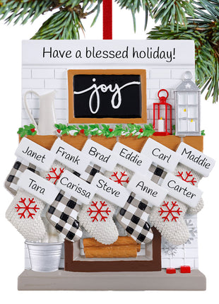 fireplace mantel family of 11 Ornament  by POLARX Ornament
