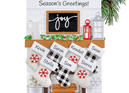 decorative personalized fireplace mantel family of 7 christmas ornament – Christmas ornament, holiday tree decoration or gift