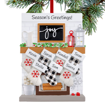 decorative personalized fireplace mantel family of 7 christmas ornament – Christmas ornament, holiday tree decoration or gift