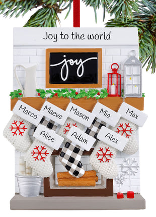 fireplace mantel family of 8 Ornament  by POLARX Ornament