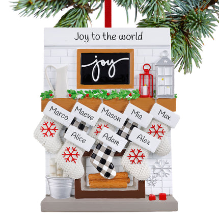 Fireplace Mantel Personalized Ornament - 2, 3, 4, 5, 6, 7, 8, 9, 10, 11, 12 Family Members
