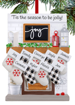 fireplace mantel family of 9 Ornament  by POLARX Ornament