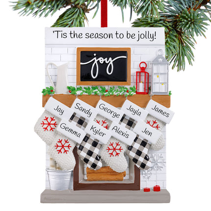 keepsake personalized fireplace mantel family of 9 christmas ornament – Christmas ornament, holiday tree decoration or gift