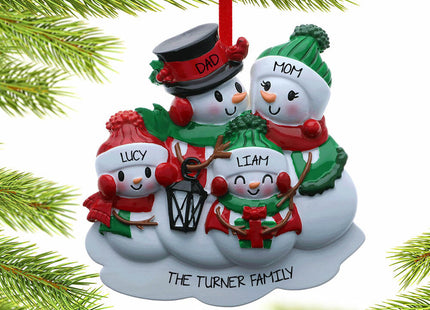 custom personalized family of 4 christmas ornament – Christmas ornament, holiday tree decoration or gift