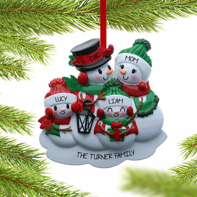 custom personalized family of 4 christmas ornament – Christmas ornament, holiday tree decoration or gift