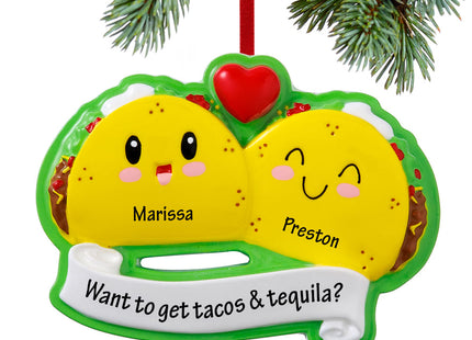 holiday personalized taco couple christmas ornament – Christmas ornament, holiday tree decoration or gift