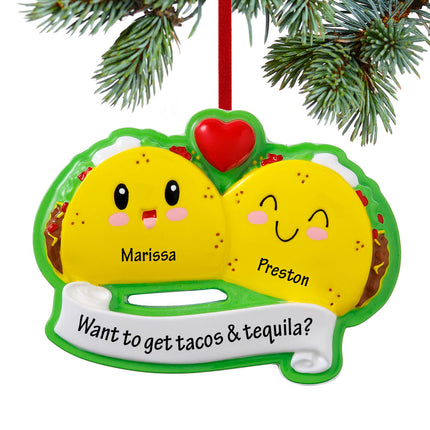 holiday personalized taco couple christmas ornament – Christmas ornament, holiday tree decoration or gift