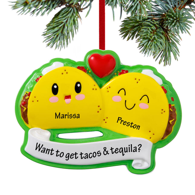 holiday personalized taco couple christmas ornament – Christmas ornament, holiday tree decoration or gift