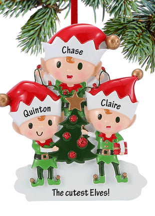 Elves Family Of 3 Ornament  by POLARX Ornament
