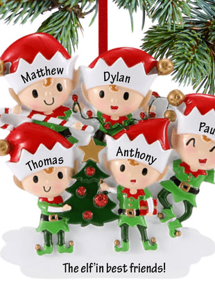 Elves Family Of 5 Ornament  by POLARX Ornament