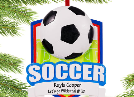 holiday personalized soccer christmas ornament – Christmas ornament, holiday tree decoration or gift