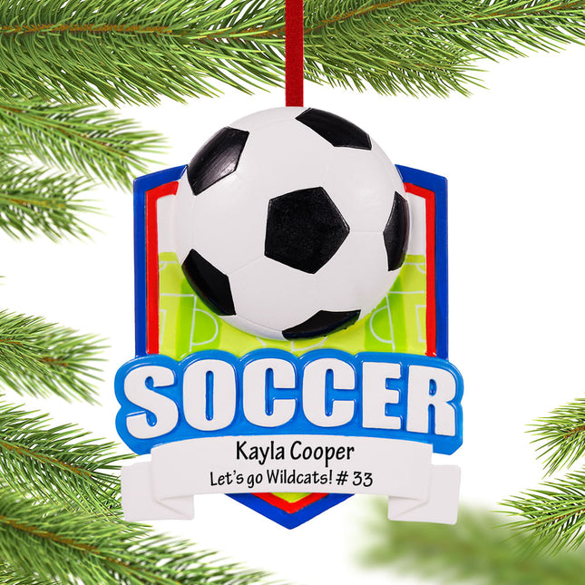 holiday personalized soccer christmas ornament – Christmas ornament, holiday tree decoration or gift
