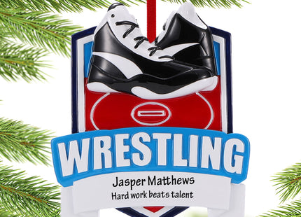 custom personalized wrestling shield christmas ornament – Christmas ornament, holiday tree decoration or gift