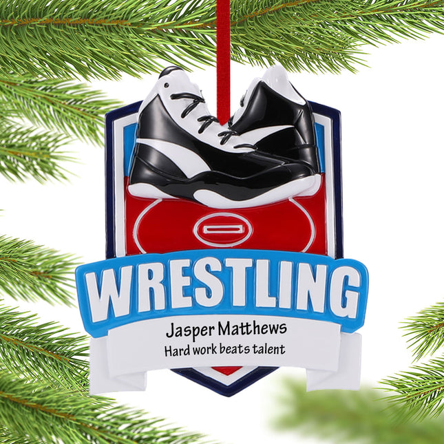 custom personalized wrestling shield christmas ornament – Christmas ornament, holiday tree decoration or gift