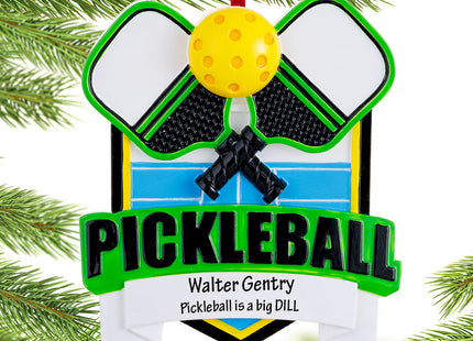 engraved personalized pickleball racket and ball christmas ornament – Christmas ornament, holiday tree decoration or gift