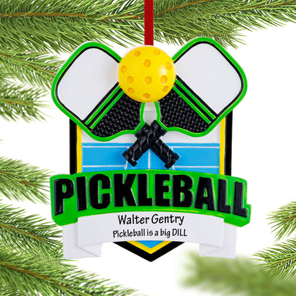 engraved personalized pickleball racket and ball christmas ornament – Christmas ornament, holiday tree decoration or gift