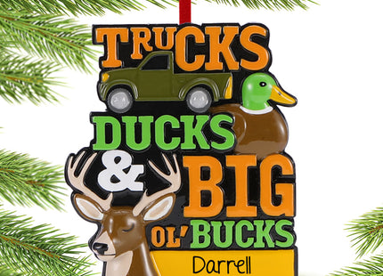 personalized personalized trucks ducks & big ol' bucks christmas ornament – Christmas ornament, holiday tree decoration or gi