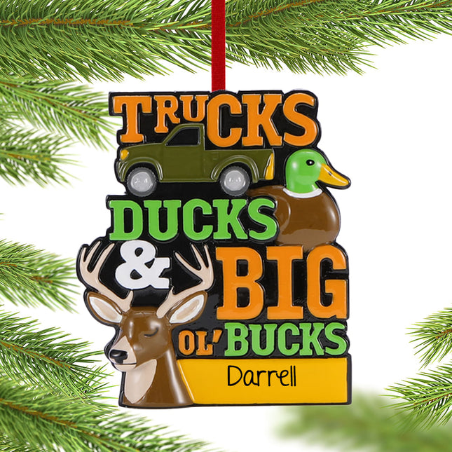 personalized personalized trucks ducks & big ol' bucks christmas ornament – Christmas ornament, holiday tree decoration or gi
