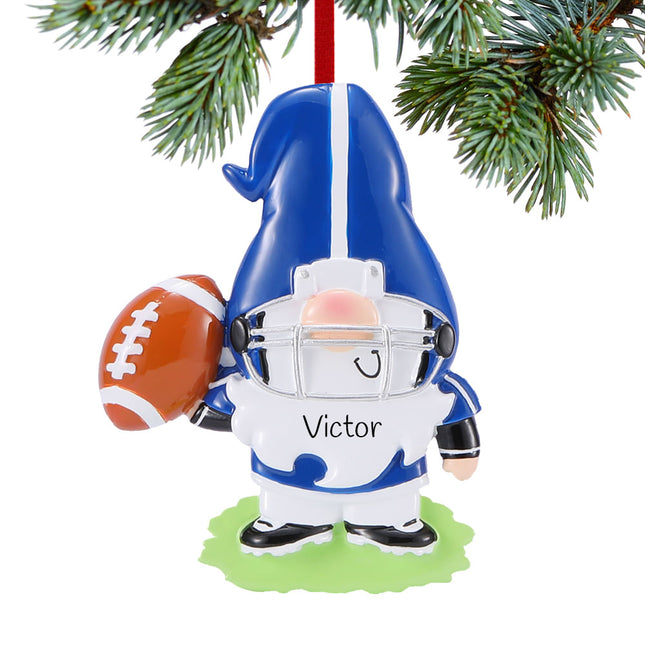 engraved personalized football gnome christmas ornament – Christmas ornament, holiday tree decoration or gift