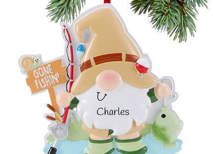 holiday personalized gnome fishing christmas ornament – Christmas ornament, holiday tree decoration or gift