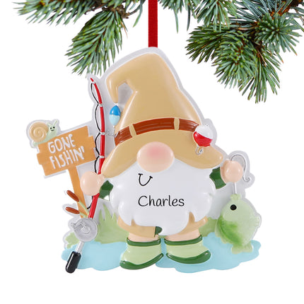 holiday personalized gnome fishing christmas ornament – Christmas ornament, holiday tree decoration or gift
