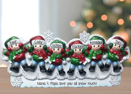 decorative personalized snow angel family of 6 christmas ornament – Christmas ornament, holiday tree decoration or gift