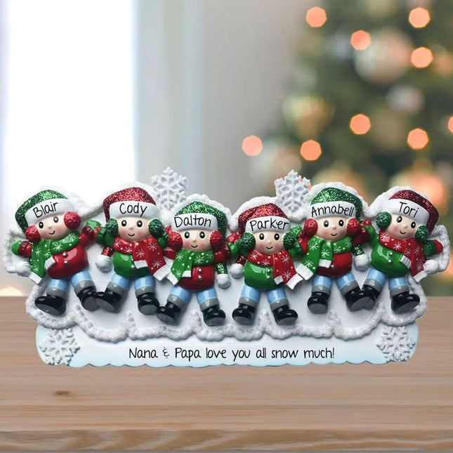 Snow Angel Family Personalized Ornament - Family of 6, 7,8, 9 Family Members