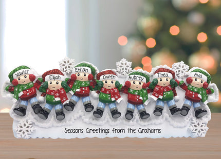 personalized personalized snow angel family of 7 christmas ornament – Christmas ornament, holiday tree decoration or gift